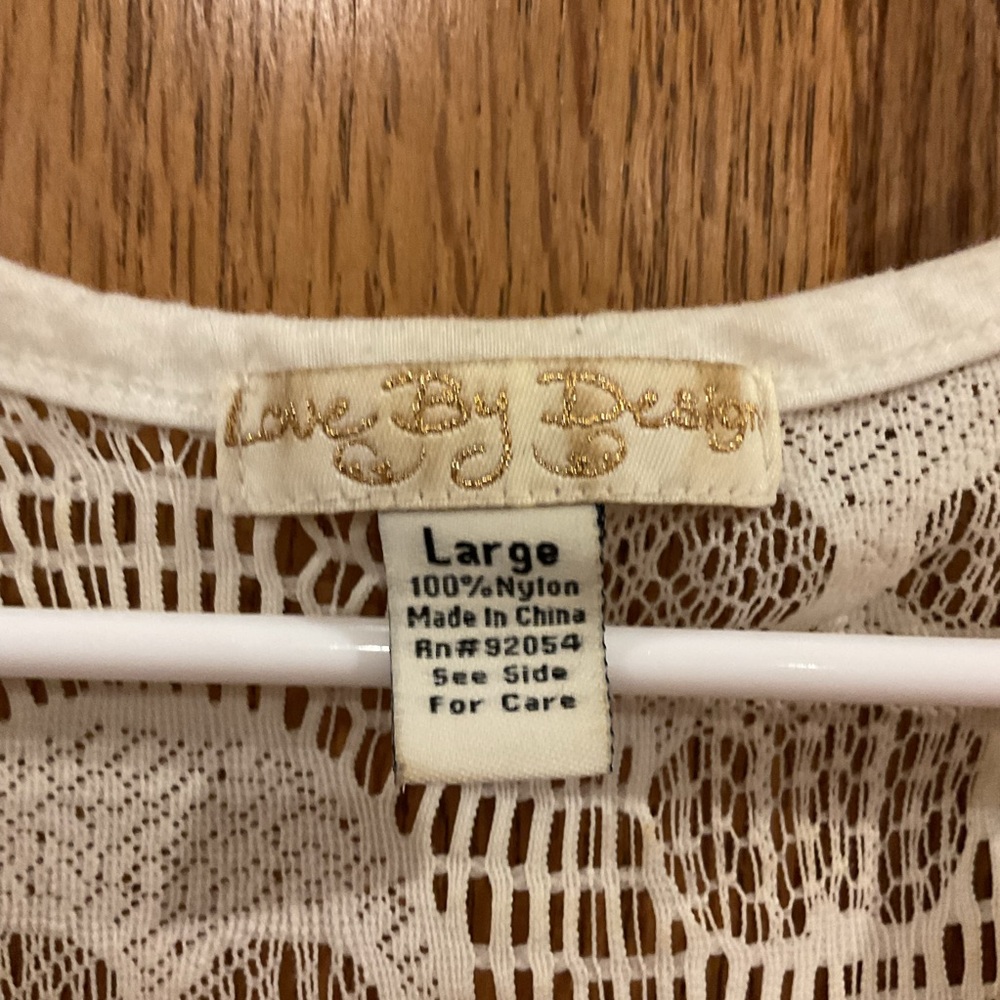 Love by Design L Skull Lace Peplum Tank Top Ivory Large - Picture 3 of 5